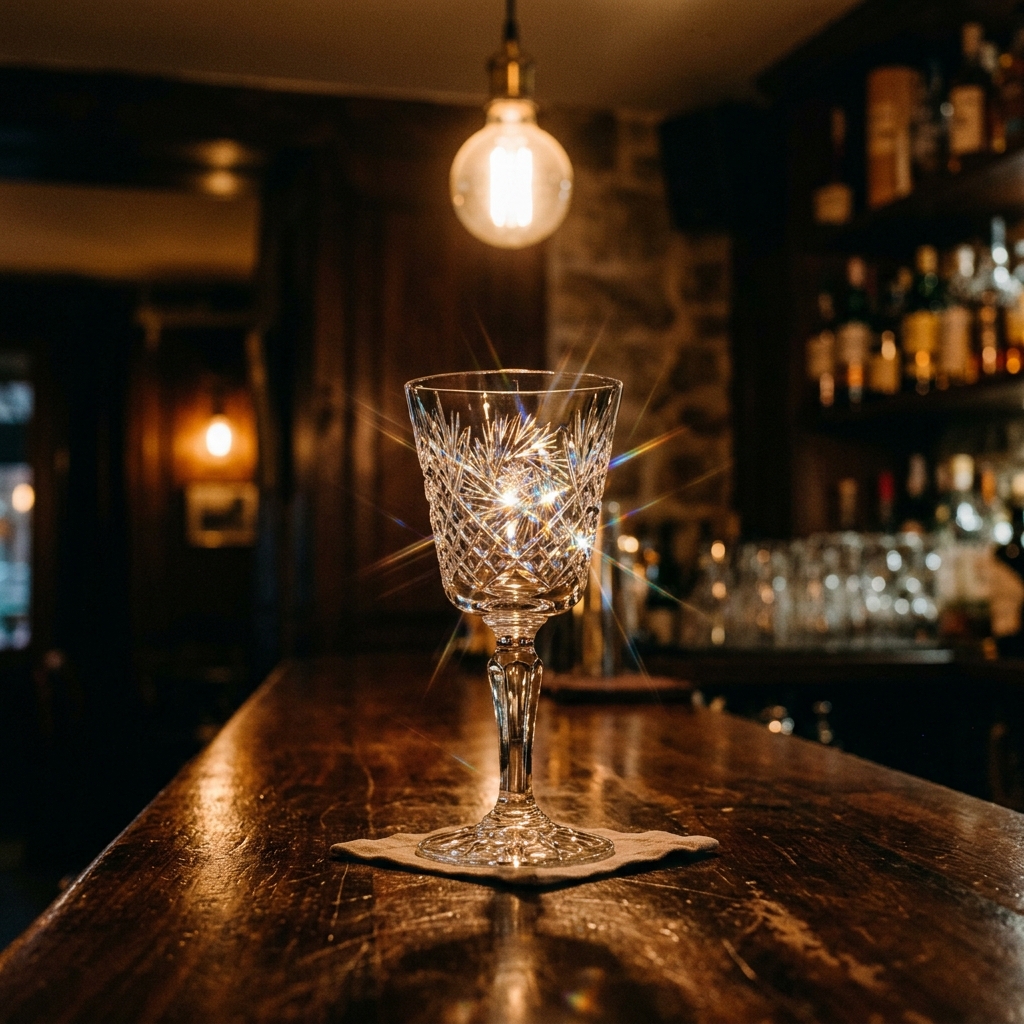Verre à pied en cristal taillé à pointes-de-diamant