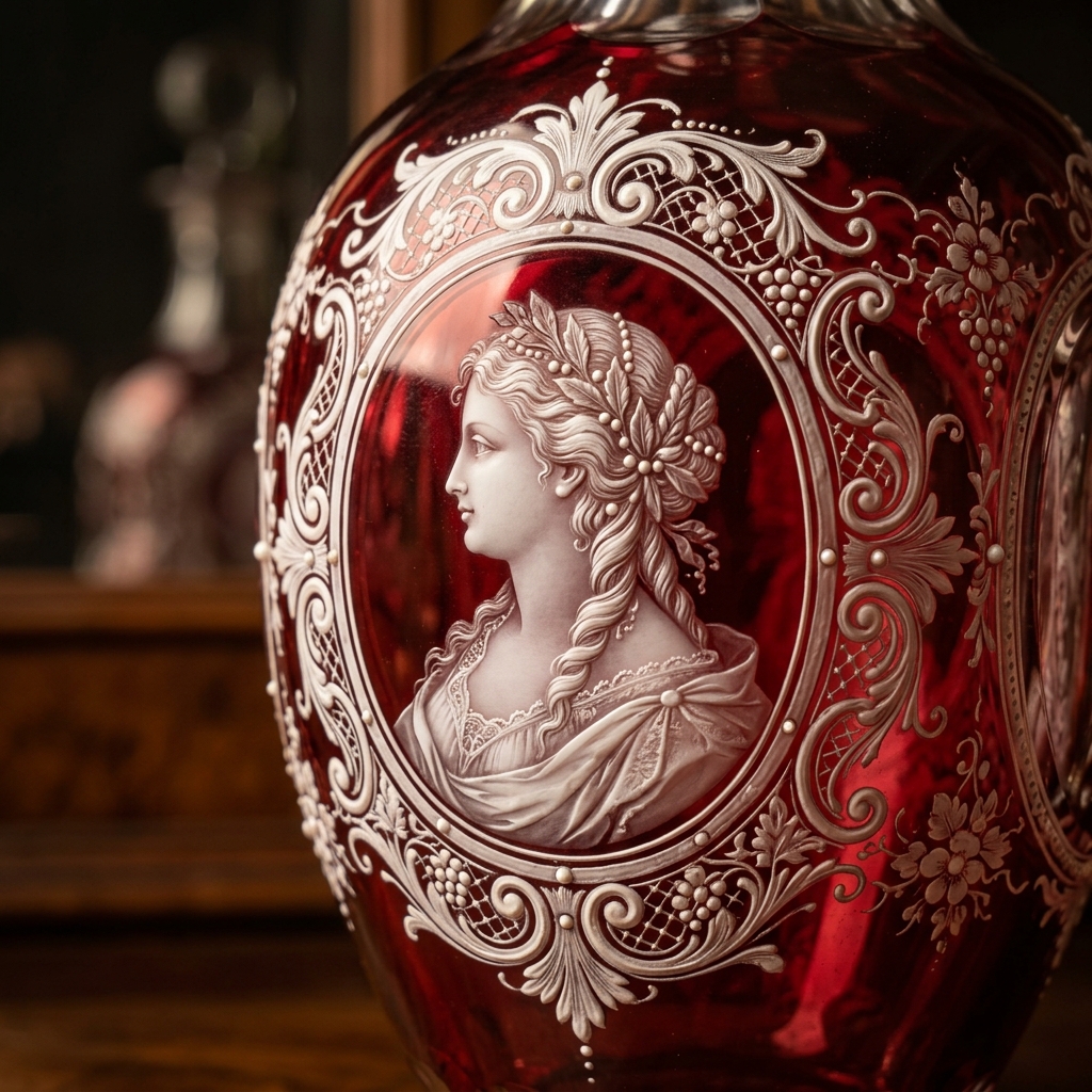 Pièce de cristal taillé à camée, exemplaire de l'exposition